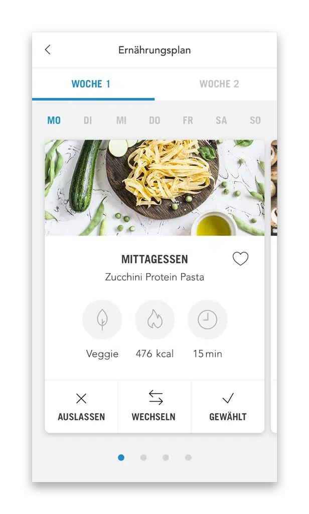 RUNNER'S WORLD Ernährungsplan Plan mit Mahlzeiten (Smartphone Ansicht Beispiel Tag)